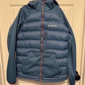 Columbia Blue and Red Puffer Jacket